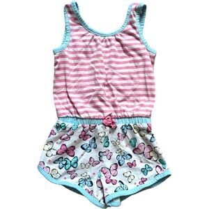 Toddler Girls Adorable Butterfly Sleeveless Romper - Sz 2T